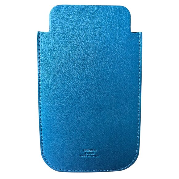 Hermes Swift Chevre Calfskin Leather Blue Credit Card Drivers License Wallet - Picture 4 of 8